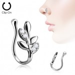 CZ Leaves Fake Clip On Nose Ring
